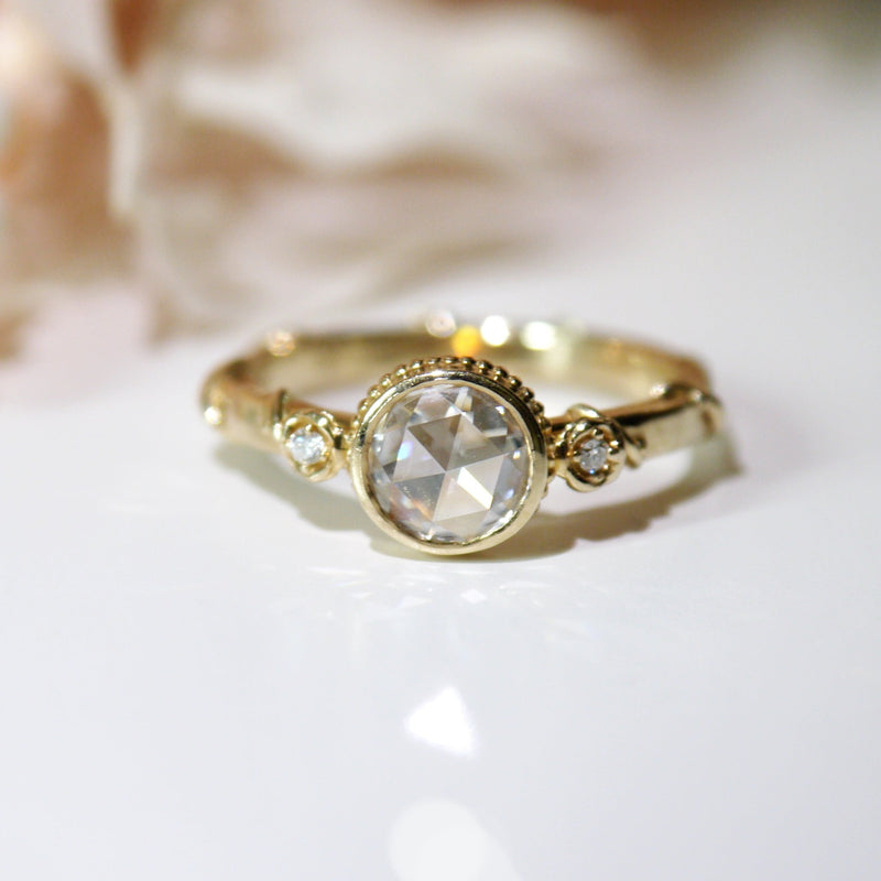 Rose Vine Rose Cut Yellow Gold Ring