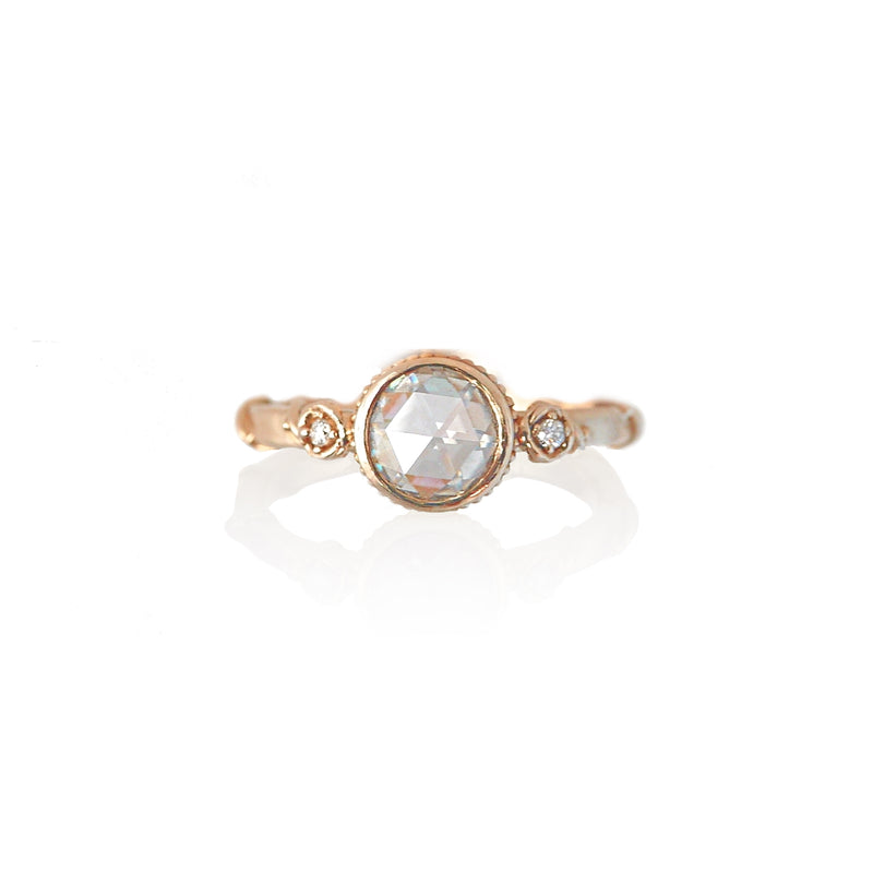 Rose Vine Rose cut moissanite ring in rose gold