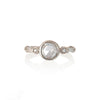 Rose vine diamond ring for rose cut moissanite in white gold