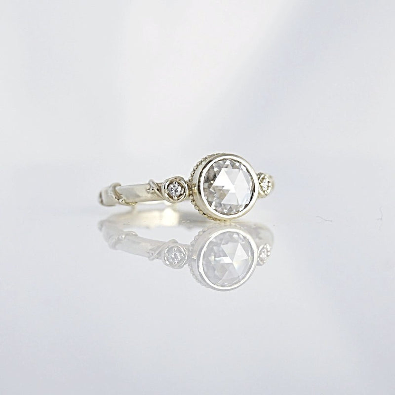 'Rose Vine' Rose Cut Diamond White gold Ring - LEL JEWELRY
