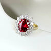 Oval Ruby Diamond Halo Ring