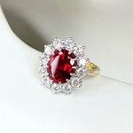 Oval Ruby Diamond Halo Ring