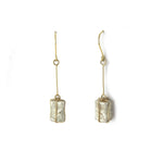 Raw and Refined Silver Block Gold Earrings