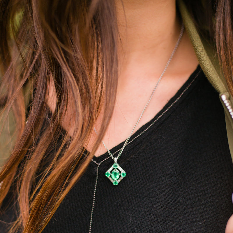 Deco Emerald and Diamond Pendant
