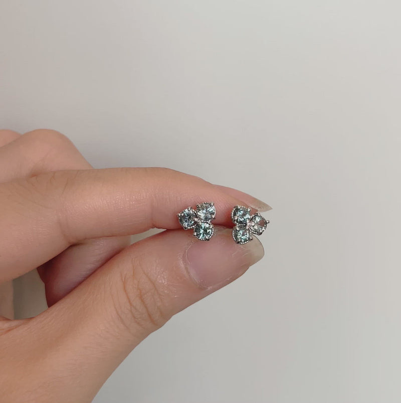 video of Marigold 14kt white gold stud earrings montana blue sapphires Ellie Lee Fine Jewelry