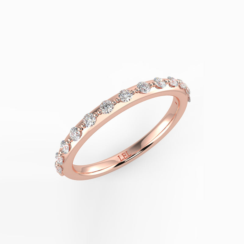 Belle Round Diamond Shared Beaded Ring
