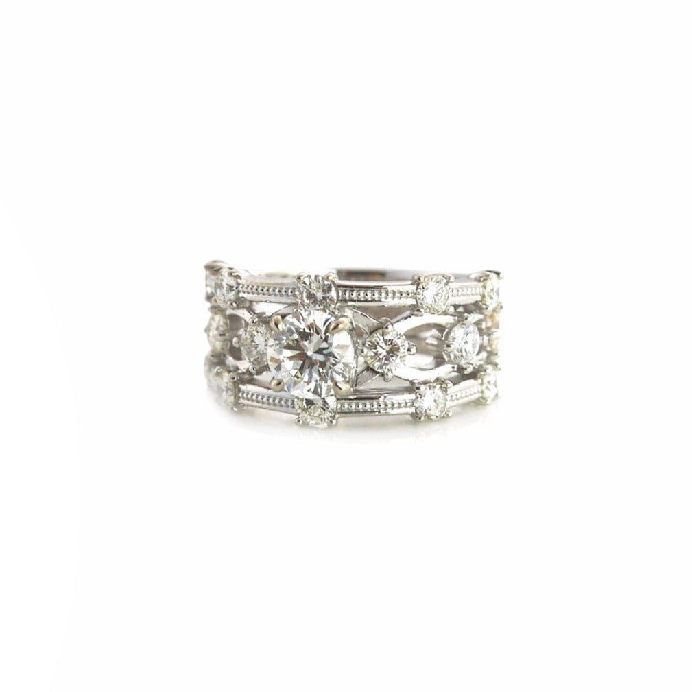 'Lattice' Round Diamond Ring