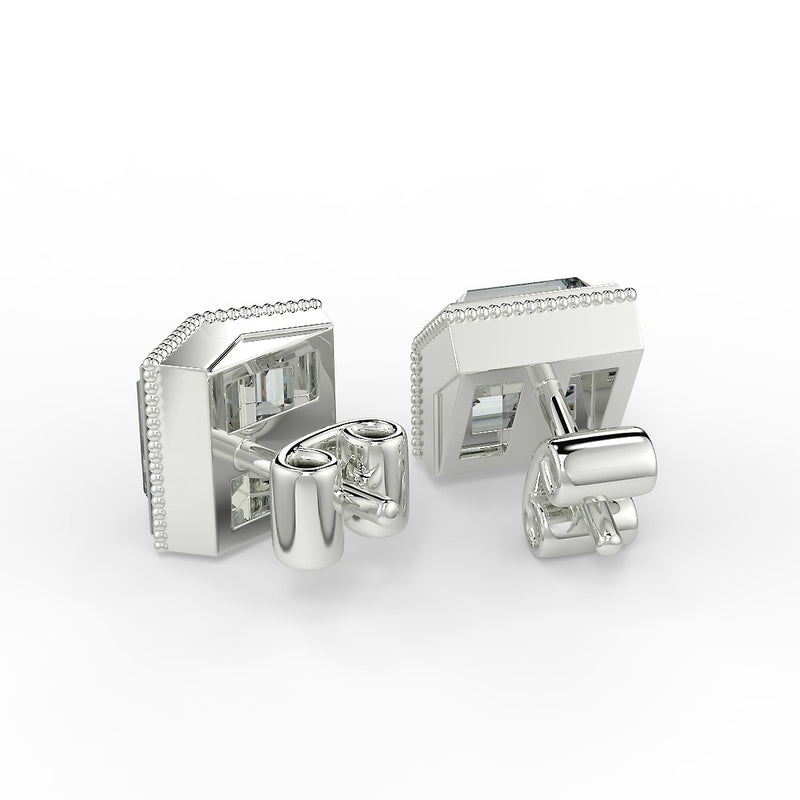 Deco Mirror Baguette Moissanite Stud Earrings
