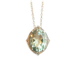 Green Amethyst (Prasiolite) and Cognac Diamond Pendant