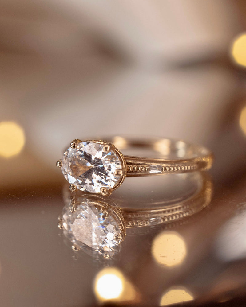 Regency Six Prong Oval Diamond Engagement Ring