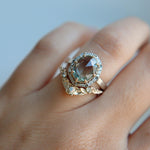 'Aspen' 2.2ct Green Rose cut Sapphire Diamond Halo Ring Size 6