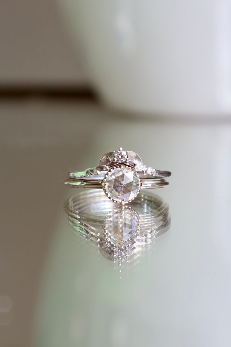 Marigold Solitaire Rose Cut Moissanite Ring Size 6