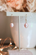 Peach Pink Pearl Drop Earrings