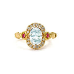 Rose Vine Oval Halo Diamond Ring