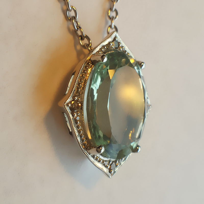Prasiolite and cognac diamond pendant - LEL JEWELRY
 - 2