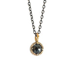 Black rose cut diamond gold necklace