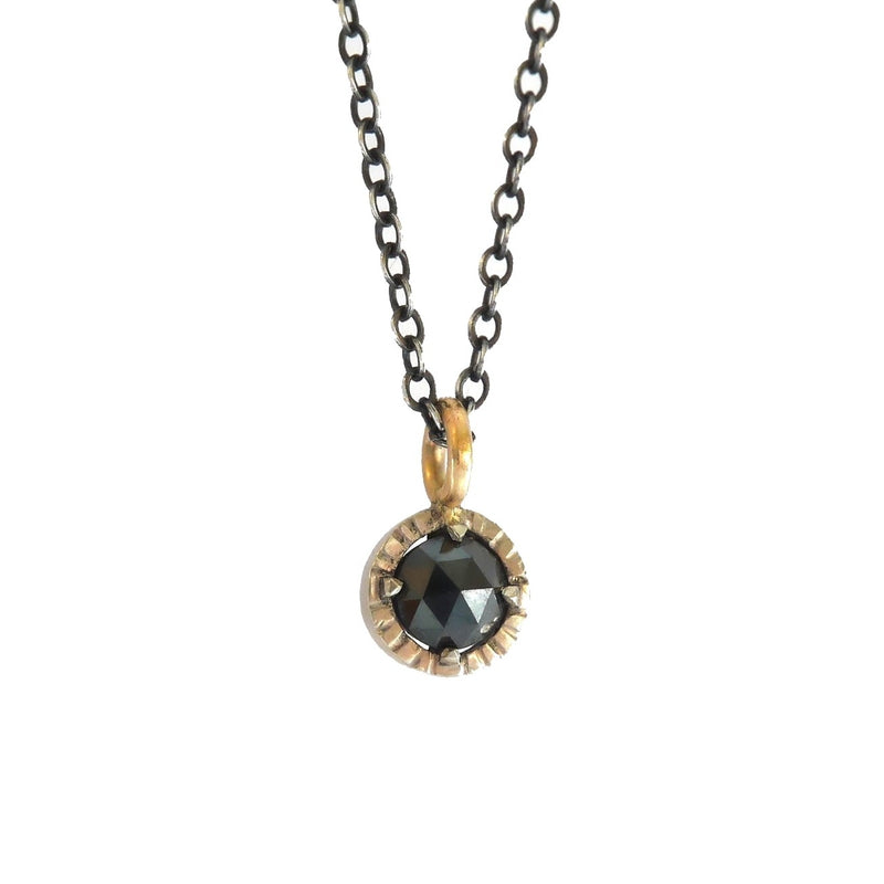 Black rose cut diamond gold necklace