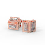 Deco Mirror Baguette Moissanite Stud Earrings
