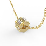 Deco Baguette Moissanite and Diamond Gold Necklace